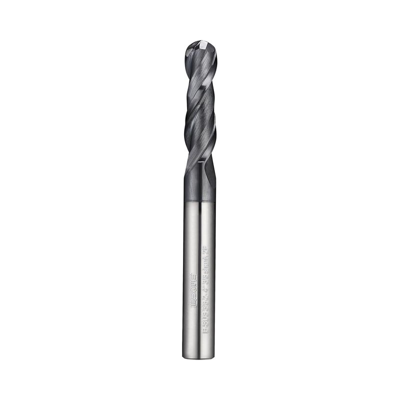 WEXWE Tools Extra Long Carbide Ball Nose End Mill for Cutting Alloy Steels, with HRC62 Tungsten Carbide+AlTiN Coating,4" Overall Length CNC Router Bits,3/8 Shank End Mill Bits (3/8-4" 1PCS) - Image 1